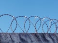 Wall with spiral barbed wire, Razor wire fencing