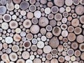 Wall of stacked wood logs as background Royalty Free Stock Photo