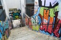 Wall and Stair with graffiti in Valparaiso, Chile Royalty Free Stock Photo