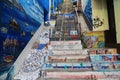 Wall and Stair with graffiti in Valparaiso, Chile Royalty Free Stock Photo