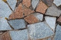 Wall of stones, stone wall, granite texture of gray color on a summer day Royalty Free Stock Photo