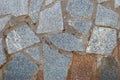 Wall of stones, stone wall, granite texture of gray color on a summer day Royalty Free Stock Photo