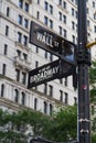 Wall Street and Broadway Street Signs