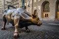 Wall Street Charging Bull Sculpture at Lower Manhattan - New York, USA Royalty Free Stock Photo
