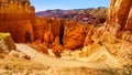 The Wall Street Hiking Trail through the Vermilion colored Pinnacles and Hoodoos in Bryce Canyon National Park