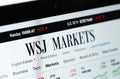 The Wall Street Journal Market WSJ logo website on display notebook closeup Royalty Free Stock Photo