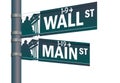 Wall street main street intersection