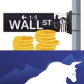 Wall street new york bull wealth Royalty Free Stock Photo