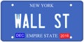 Wall Street New York License Plate