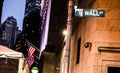 Wall Street Sign Board in night
