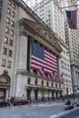 Wall street New York Stock Exchange with American flag