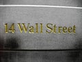 wall street number 14 golden script Royalty Free Stock Photo