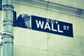 Wall Street road sign corner of NY Stock Exchange Royalty Free Stock Photo