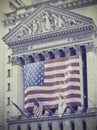 Wall street sign with american flags Royalty Free Stock Photo