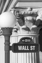 Wall Street Sign with Corinthian Columns Royalty Free Stock Photo