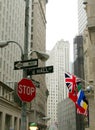 Wall Street sign near the New York Stock Exchange Royalty Free Stock Photo