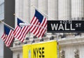 Wall Street sign near New York Stock Exchange Royalty Free Stock Photo