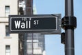 Wall Street sign near Stock Exchange, financial district Royalty Free Stock Photo