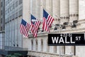 Wall street sign in New York Stock Exchange, New York