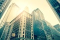 Wall Street Skyscrapers, Manhattan, New York - vintage style Royalty Free Stock Photo