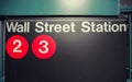 Wall street subway station in New York City. USA Royalty Free Stock Photo
