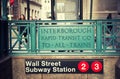 Wall street subway station in New York City. USA Royalty Free Stock Photo