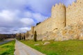 Wall that surrounds the entire old town of the medieval city of Avila Royalty Free Stock Photo