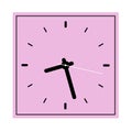 Wall or table square clock. Vector illustration. Classic design. Time in hours and minutes