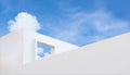 Wall texture of concrete with open window against blue sky and clouds, A part of White cement building, Anyt view Modern Royalty Free Stock Photo