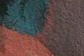 The wall texture was painted with terracotta, deep orange and dark green paint Royalty Free Stock Photo