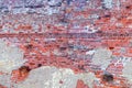 Wall tower old brick wall ruined broken stone much covered with plaster background design urban Royalty Free Stock Photo