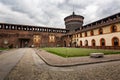 The Wall and Towers of Castello Sforzesco (Sforza Castle) Royalty Free Stock Photo
