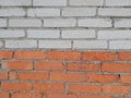 Wall of two types of bricks