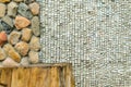 Wall with various finishes with natural stone and wood Royalty Free Stock Photo