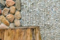 Wall with various finishes with natural stone and wood Royalty Free Stock Photo