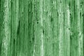 Wall of vertical wooden weathered planks in green tone Royalty Free Stock Photo