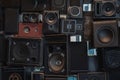 Wall of vintage loudspeakers