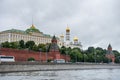 Wall and watchtower of Kremlin Palace and The Cathedral of the Annunciation, a Russian Orthodox church dedicated to the