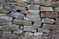 Wall of weathered stones stacked on each other