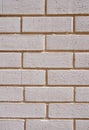 Wall of white bricks with yellow fugue