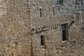 Wall With Windows In Ancient Fortress Of Medieval City Carcassonne In Occitania, France Royalty Free Stock Photo