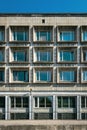 Wall with windows fragment ofl building in Saint-Petersburg, Russia, Soviet modernism brutalism