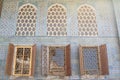 Wall with windows in Topkapi Palace in Istanbul Royalty Free Stock Photo