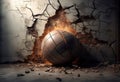 Wall wrecking ball. Generate ai Royalty Free Stock Photo