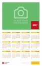 Wall Yearly Calendar Poster for 2017 Year. Vector Design Print Template with Place for Photo. Week Starts Sunday. Royalty Free Stock Photo