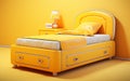 Wall Yellow Background Trundle Bed -Generative Ai