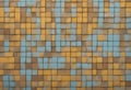 wall with yellow and brown pattern, dystopian tile texture, proportion light blue texture, tile, loosely cropped, slate, Royalty Free Stock Photo