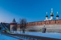 Wall Of Zaraysk Kremlin At Blue Hour In Winter In Zaraysk, Moscow Region, Russia