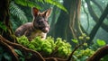 Adorable Rainforest Wallaby, Hidden in Lush Green Foliage Royalty Free Stock Photo