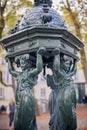 Wallace fountain with caryatids, a Parisian blend of utility and artistry. Travel concept